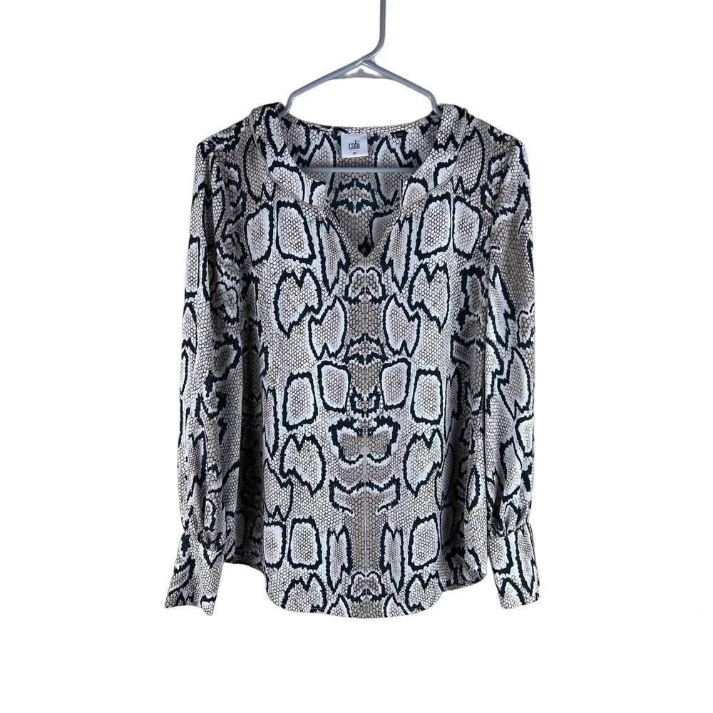 Cabi Serpentine Snakeskin Animal Print Sheer Blouse Women’s XS